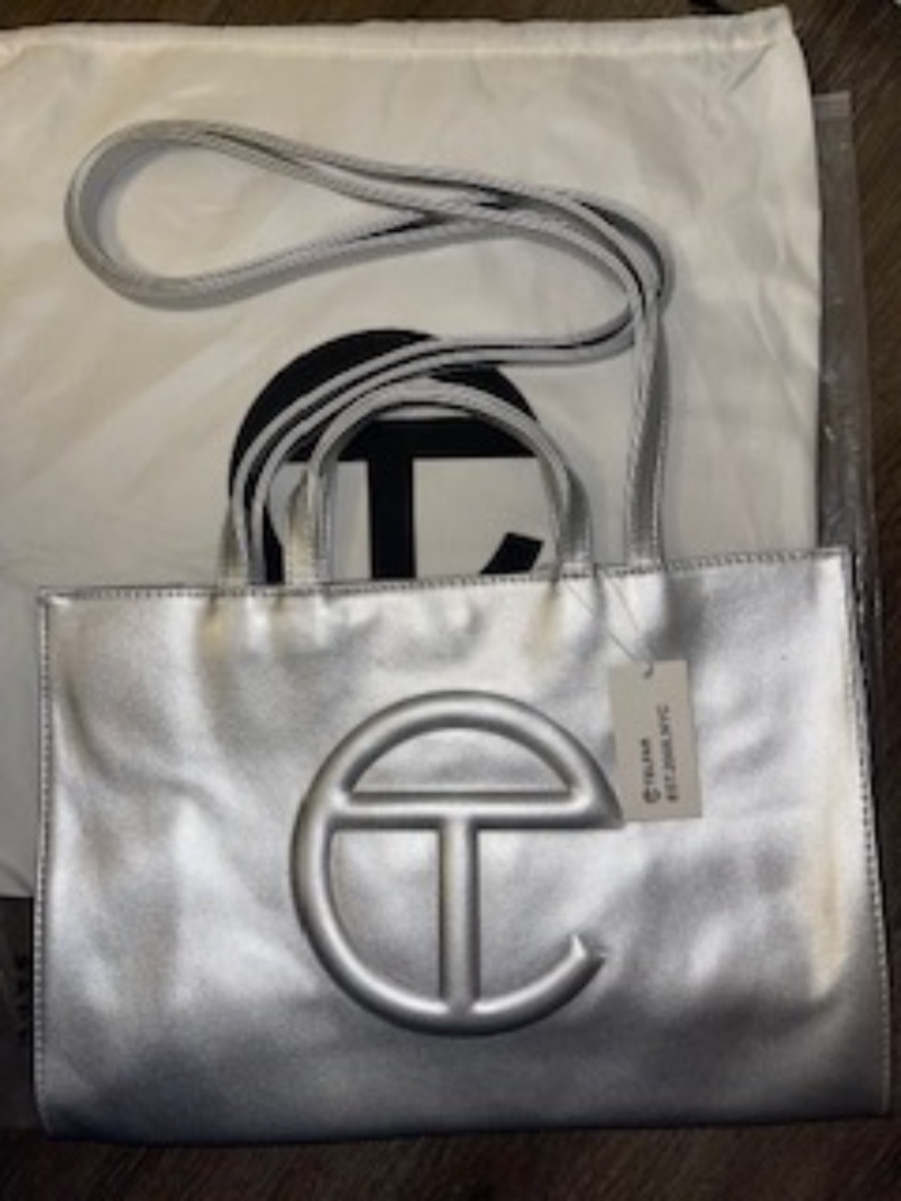 Silver Medium Shopping Bag